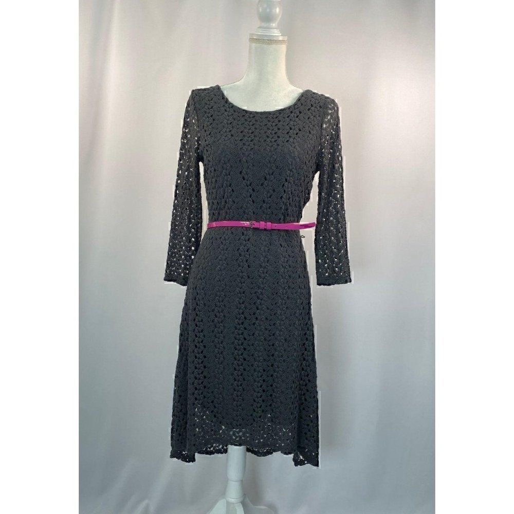 Cynthia‎ Rowleyd Gray Crochet Dress Small NEW